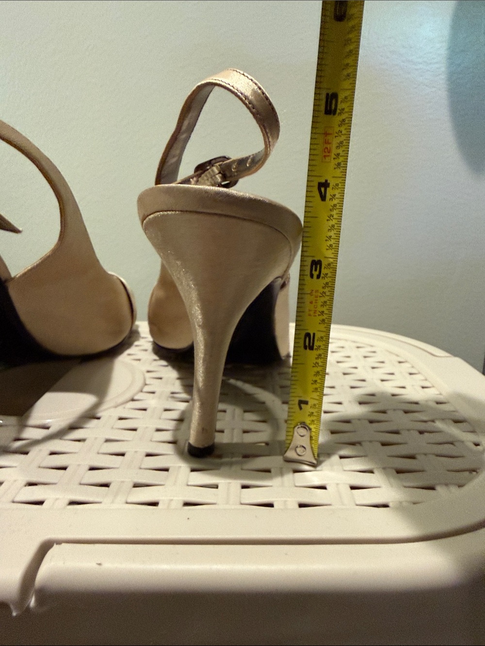 Nina Champagne Satin Slingback Heels with Crystal Accent - Picture 5 of 5
